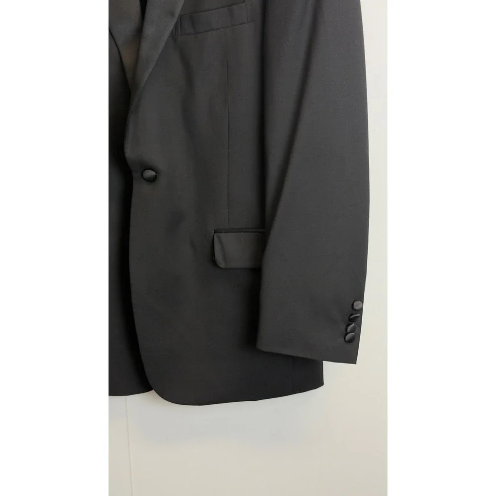 Jos.A Bank Mens Black Tuxedo Suit Jacket‎ 41R Pants 36X28 Cummerbund Formal 3 Pc